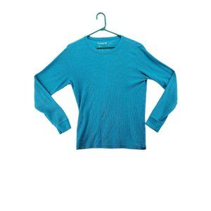 HURLEY Shirt Men's Long Sleeve Thermal Crew Neck Pullover Tee Blue Small